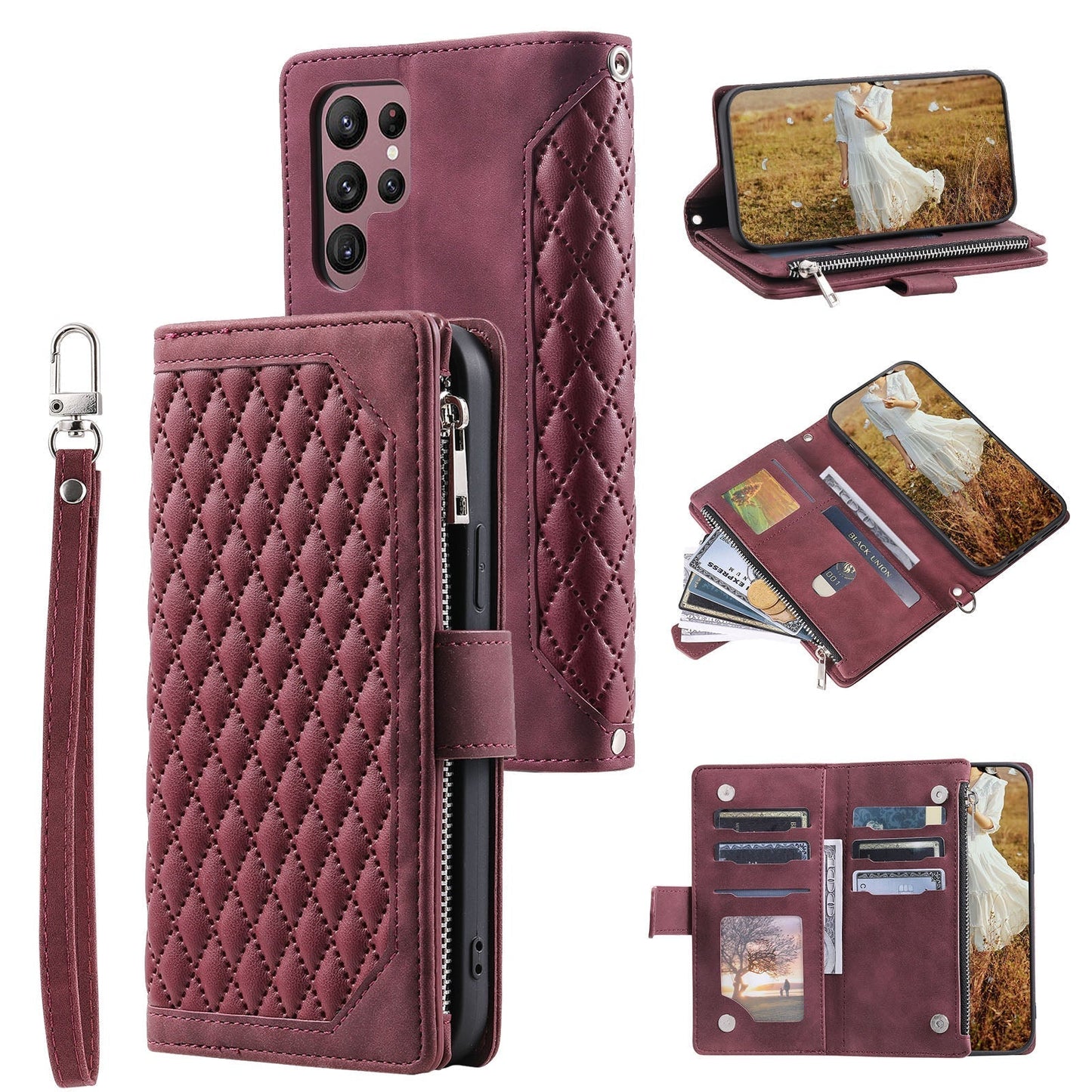 New Zipper Wallet Leather Phone Case for Samsung S Series