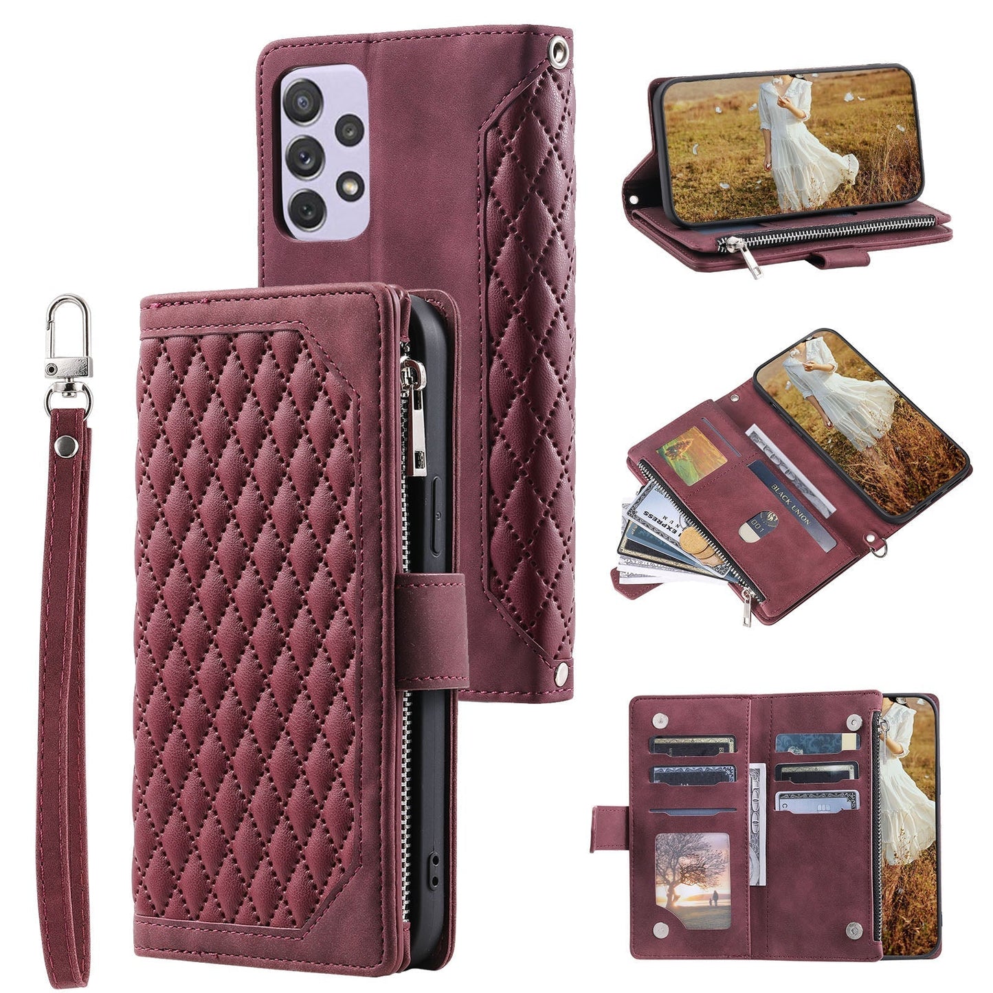 New Zipper Wallet Leather Phone Case for Samsung S Series