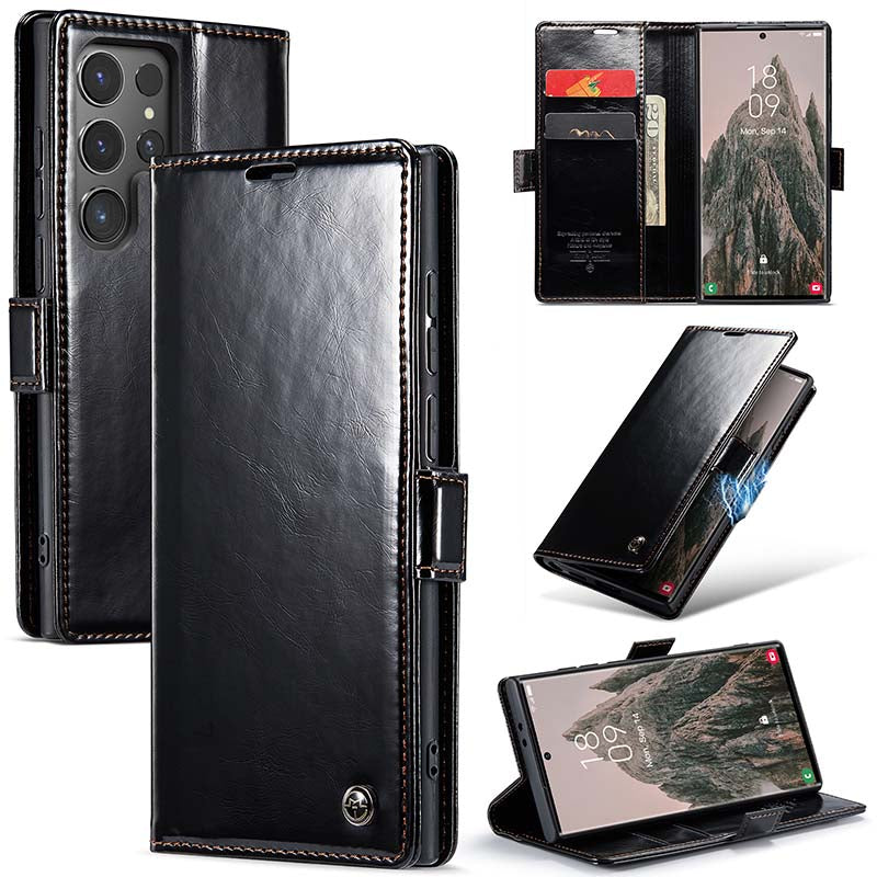 Luxury Flip Leather Phone Case for Galaxy S24 Ultra/S23 Ultra/S22 Ultra