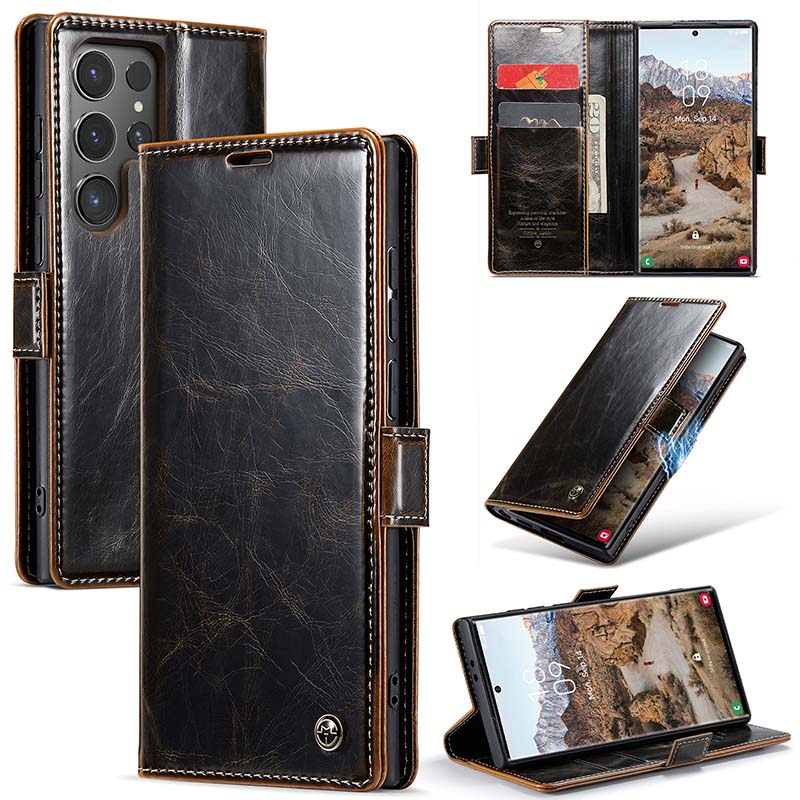 Luxury Flip Leather Phone Case for Galaxy S24 Ultra/S23 Ultra/S22 Ultra