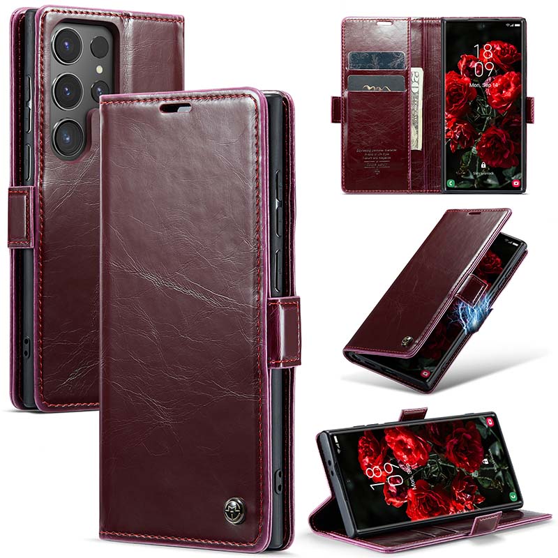 Luxury Flip Leather Phone Case for Galaxy S24 Ultra/S23 Ultra/S22 Ultra