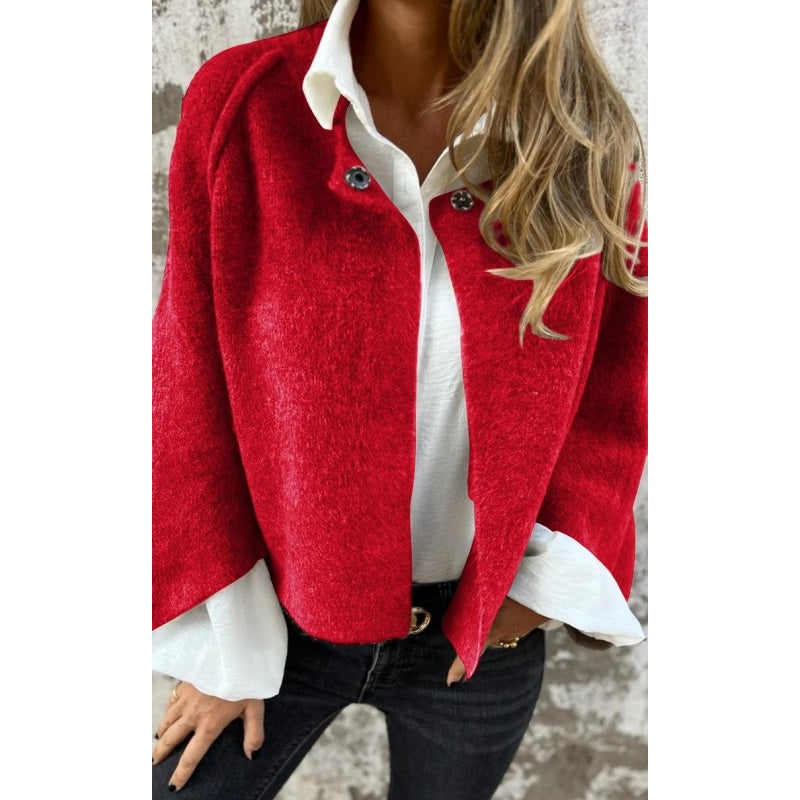 😘 Buy now with 10 lei discount 🍂Seasonal promotion at very low price🍂 Women's fashion, single color short coat