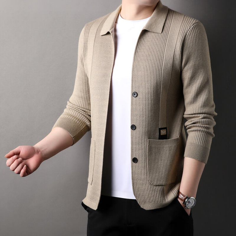 🧥 Long Sleeve Lapel Knitted Coat for Men