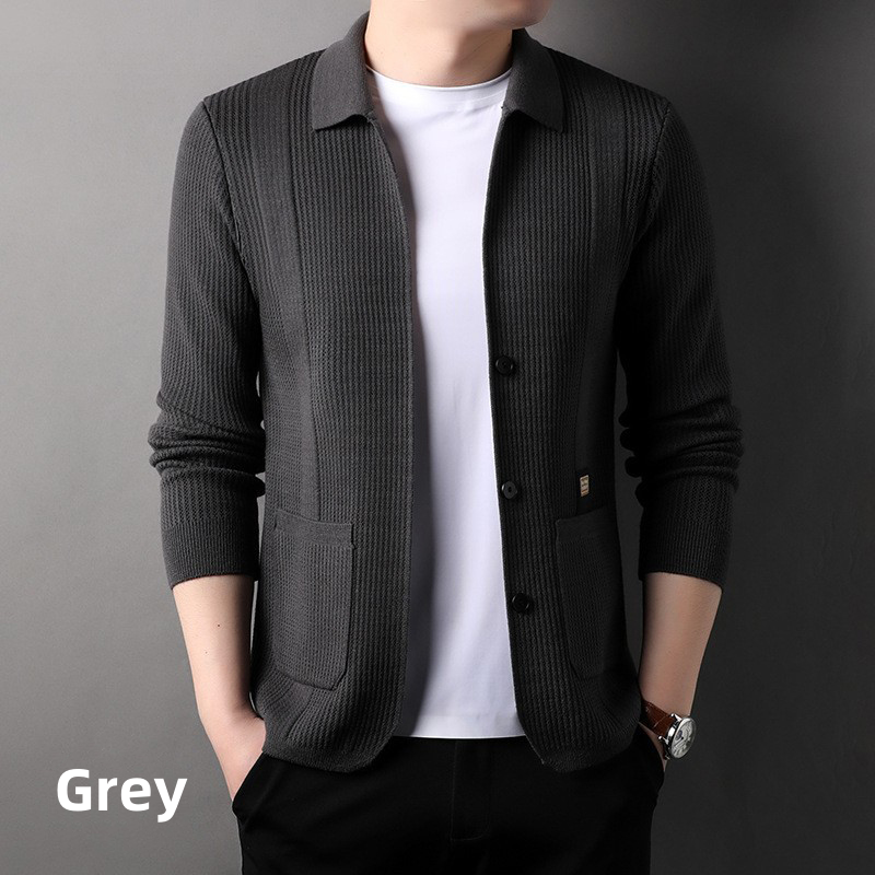 🧥 Long Sleeve Lapel Knitted Coat for Men