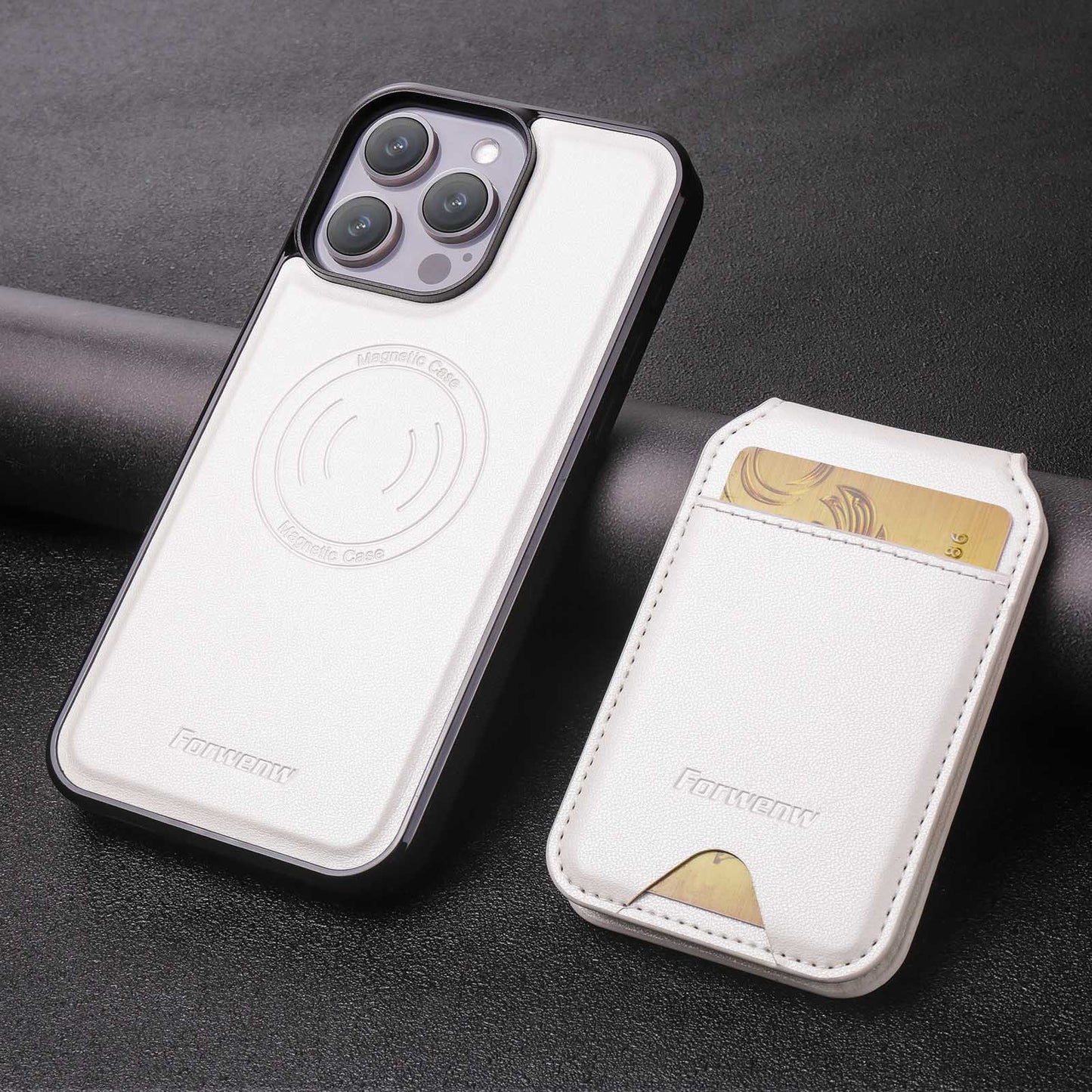 Executive Leather Cardholder Phone Case – Magnetic Charging & Built-In Stand