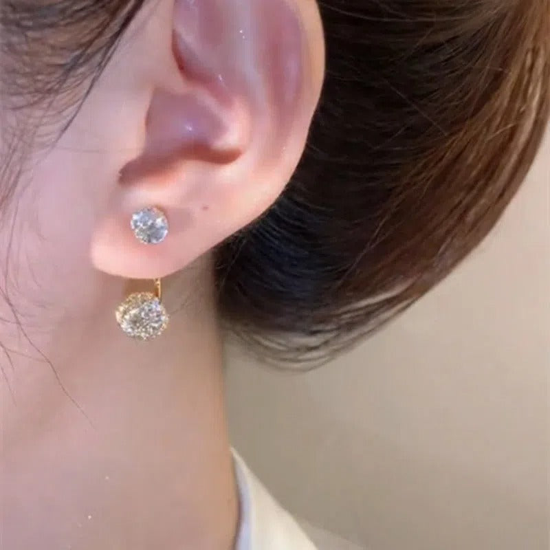 【BUY 1 FREE 1】Grid Two Zircon Stud Earrings