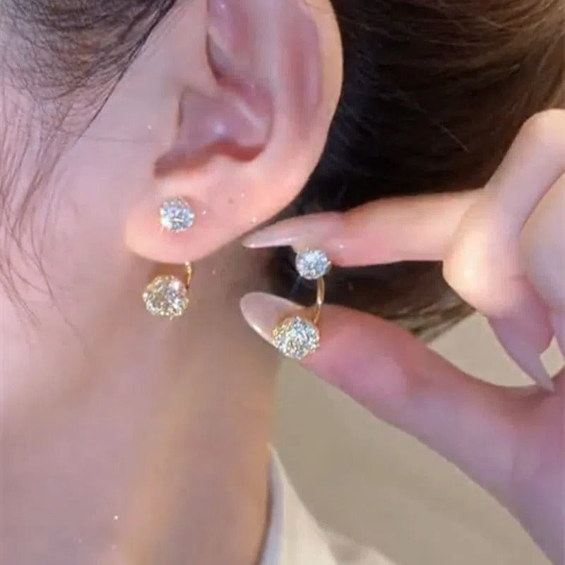 【BUY 1 FREE 1】Grid Two Zircon Stud Earrings