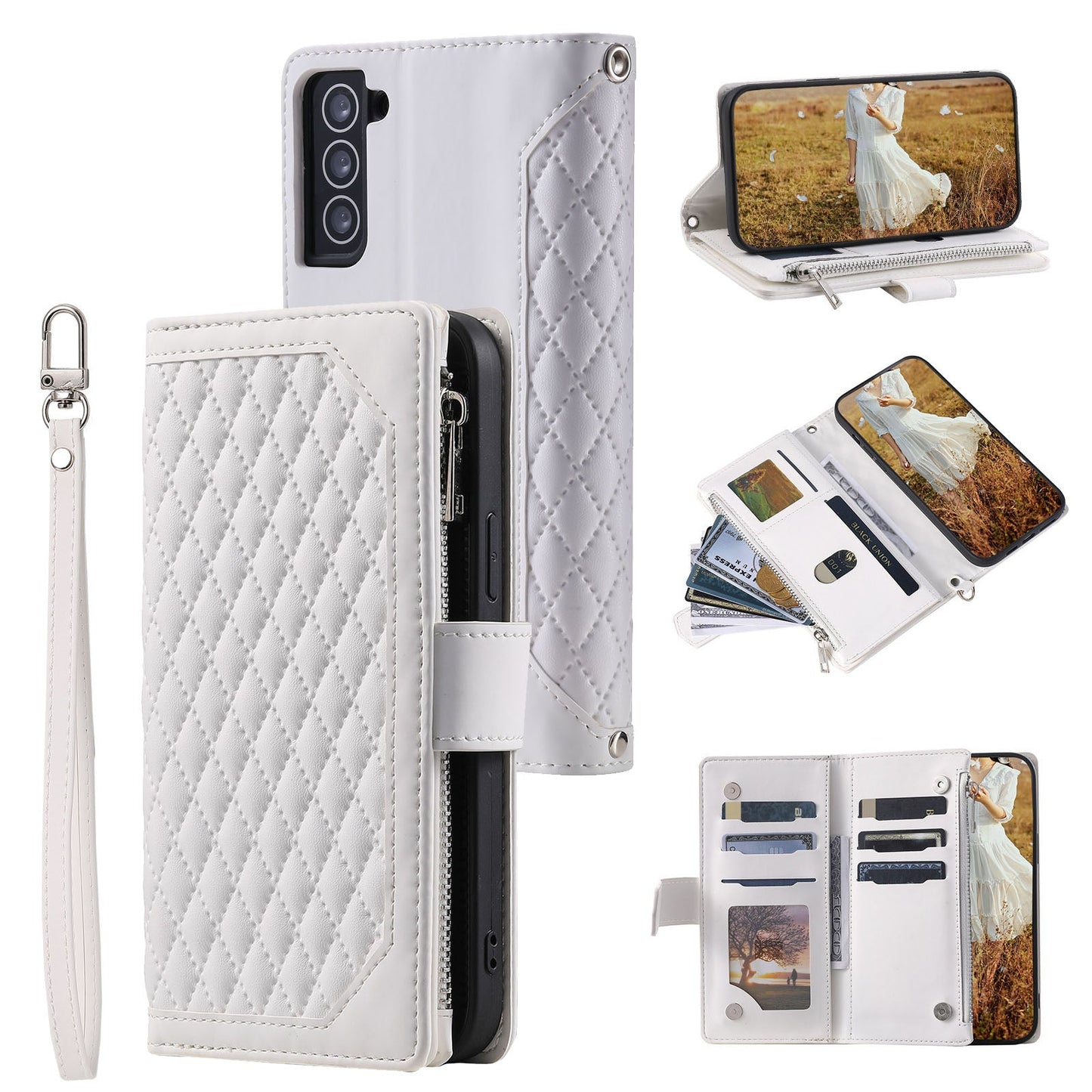 New Zipper Wallet Leather Phone Case for Samsung S Series