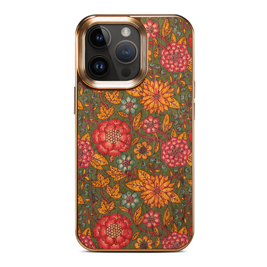 Electroplated Retro Floral Leather phone case