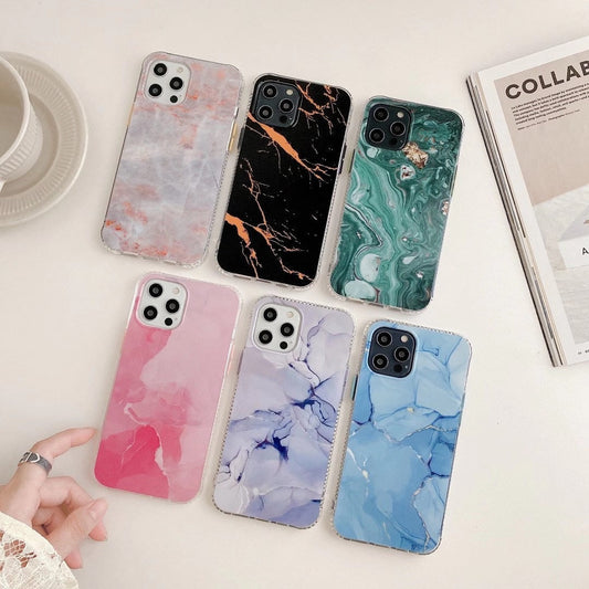 Colored Glass Marble Pattern Acrylic Anti-Fall Mobile Phone Case