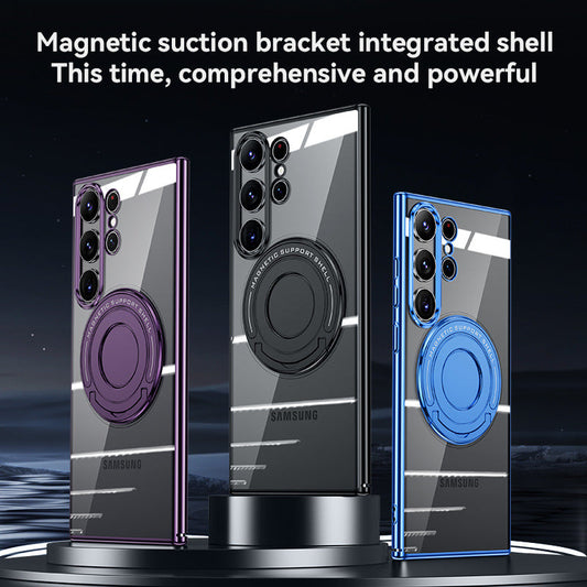 Transparent Magnetic Pull-out Kickstand Phone Case For Samsung