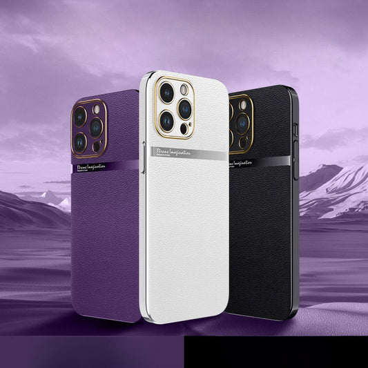 Electroplated Plain Leather Anti-Fall All-Inclusive Protective Case