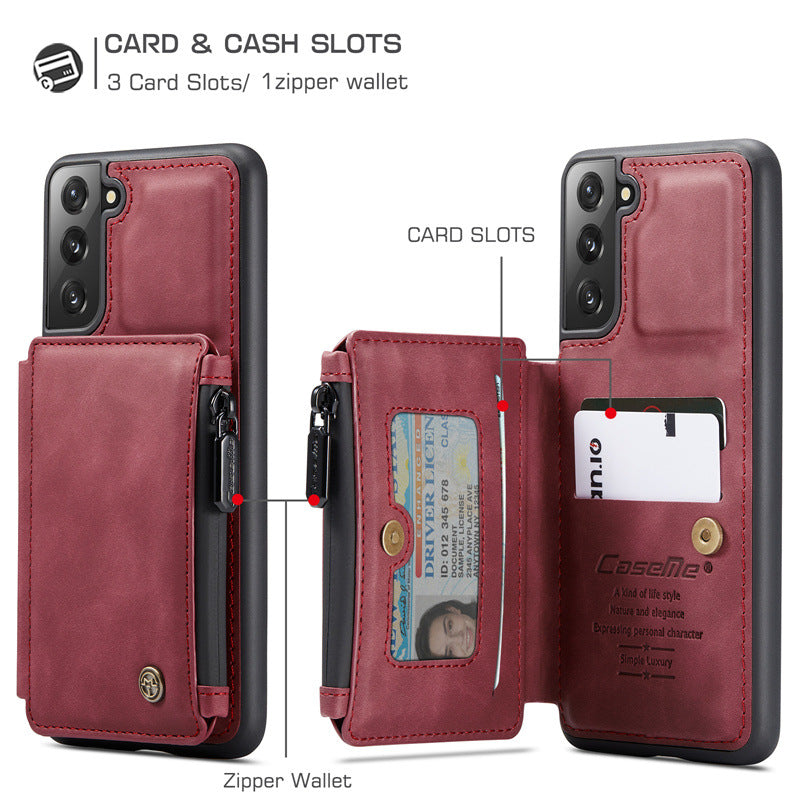 Luxury Zipper Flip Anti-theft Brush Phone Case For Samsung A14/A34/A54