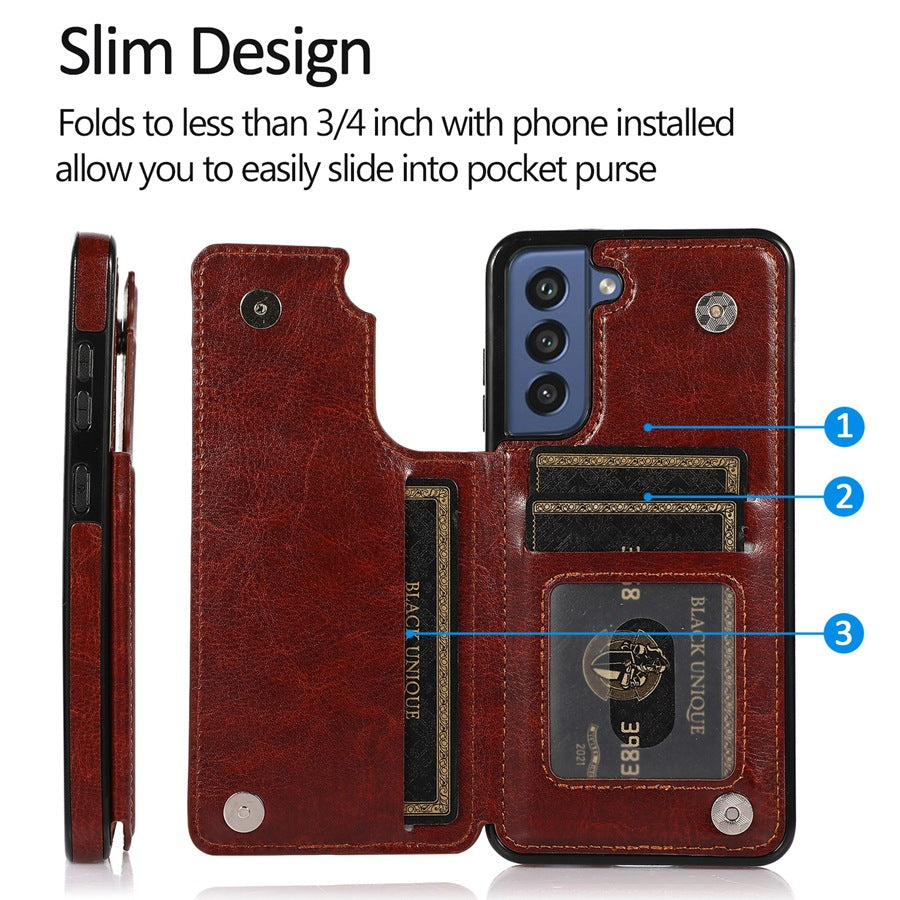 Wallet Double Button Leather Case For Samsung A14/A54