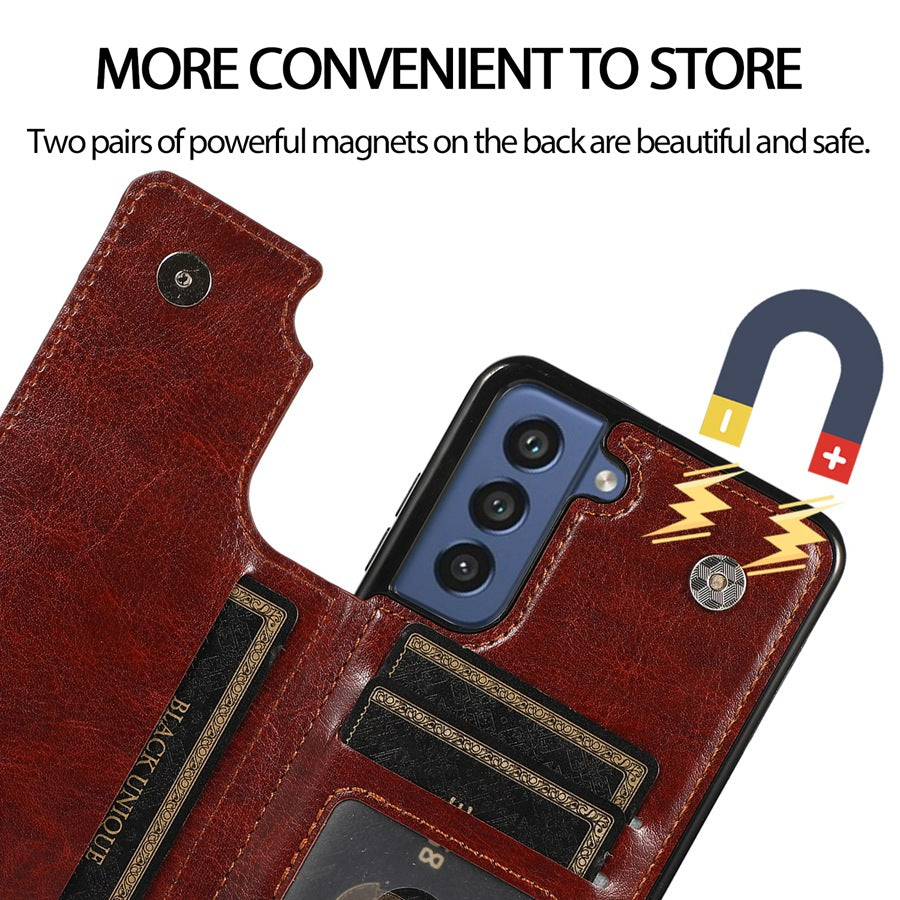 Wallet Double Button Leather Case For Samsung A14/A54