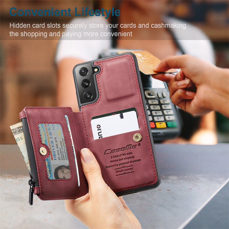Luxury Zipper Flip Anti-theft Brush Phone Case For Samsung A14/A34/A54