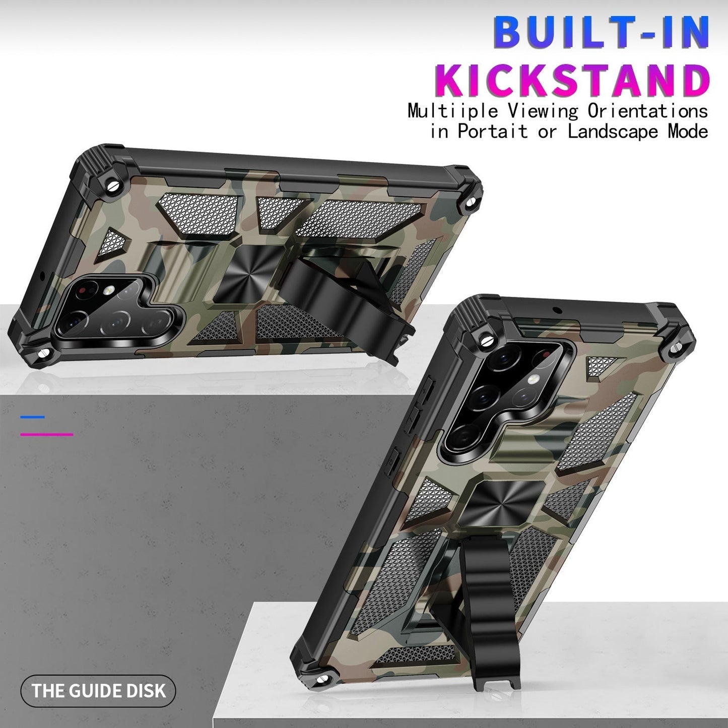 Camouflage Luxury Armor Shockproof Case With Kickstand For Samsung Galaxy S24 Series