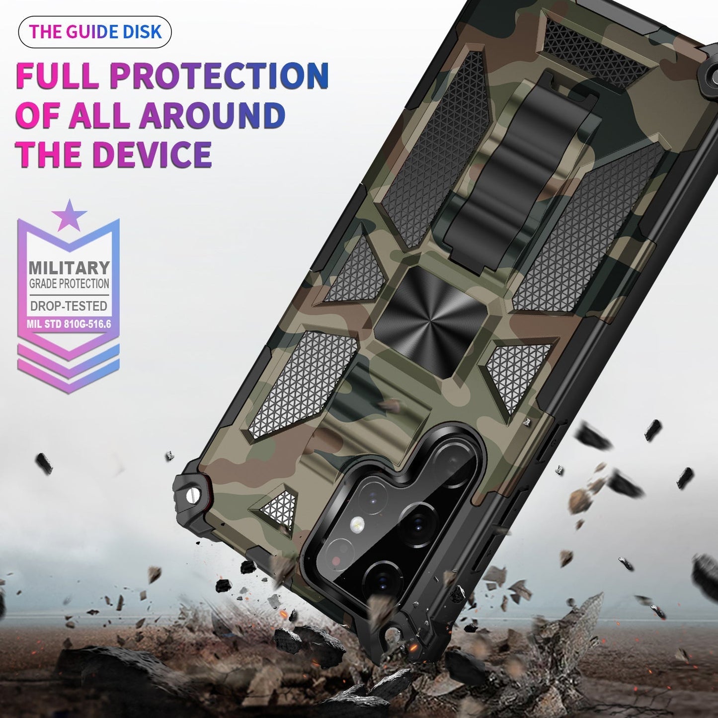 Camouflage Luxury Armor Shockproof Case With Kickstand For Samsung Galaxy S24 Series