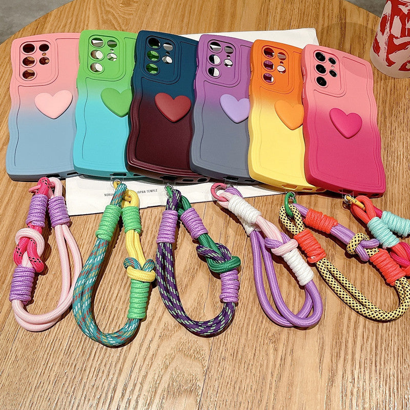 Luxurious Gradient Love Lanyard Phone Case For Samsung A Series