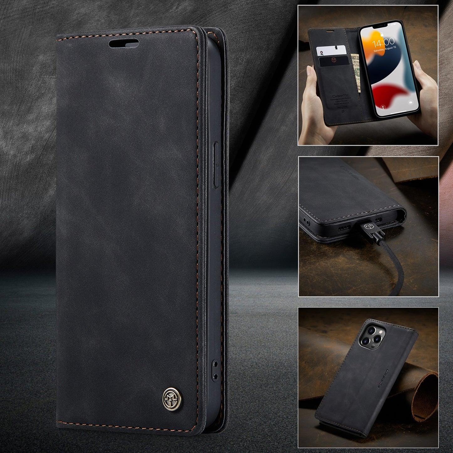 NewHigh Quality Retro Flip Leather Case Protective Cover For iPhone 14Series