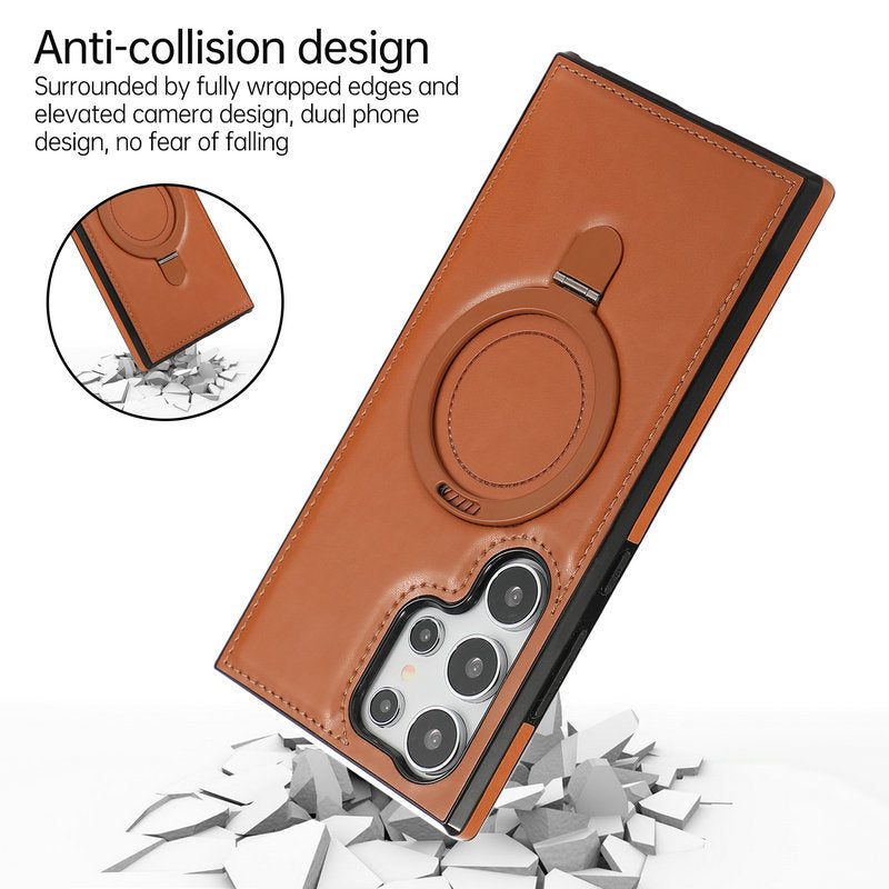 Luxury Leather Invisible Stand Case For Samsung