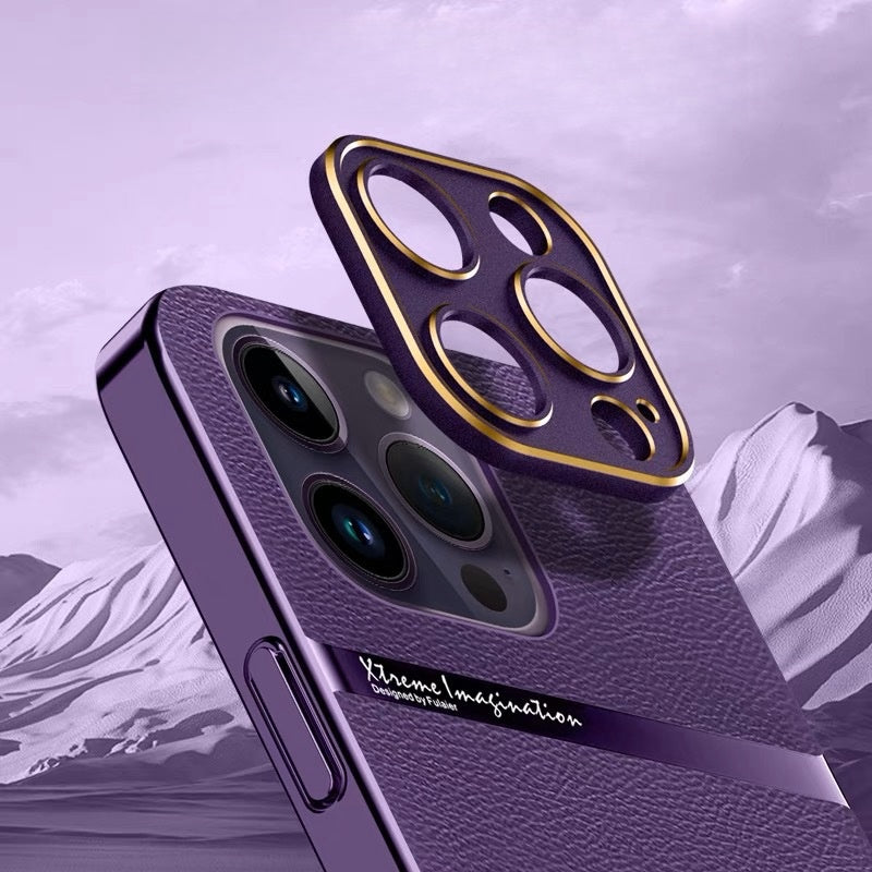 Electroplated Plain Leather Anti-Fall All-Inclusive Protective Case