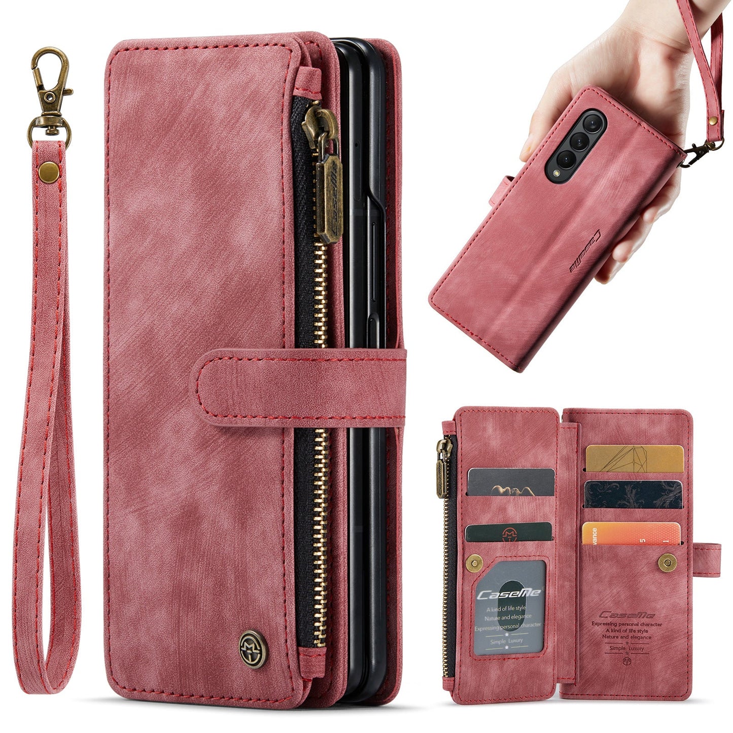 Retro Card Wallet Leather Phone Case For Samsung Z Fold Series