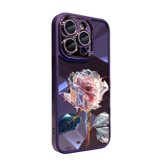No Yellowing Crystal Rose Lens Protection Case for IPhone