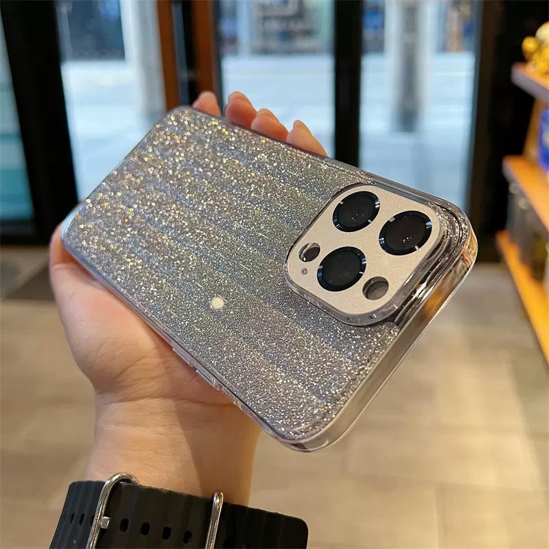 Glacier Vertical Pattern Dustproof Mirror iPhone Case -Glitter