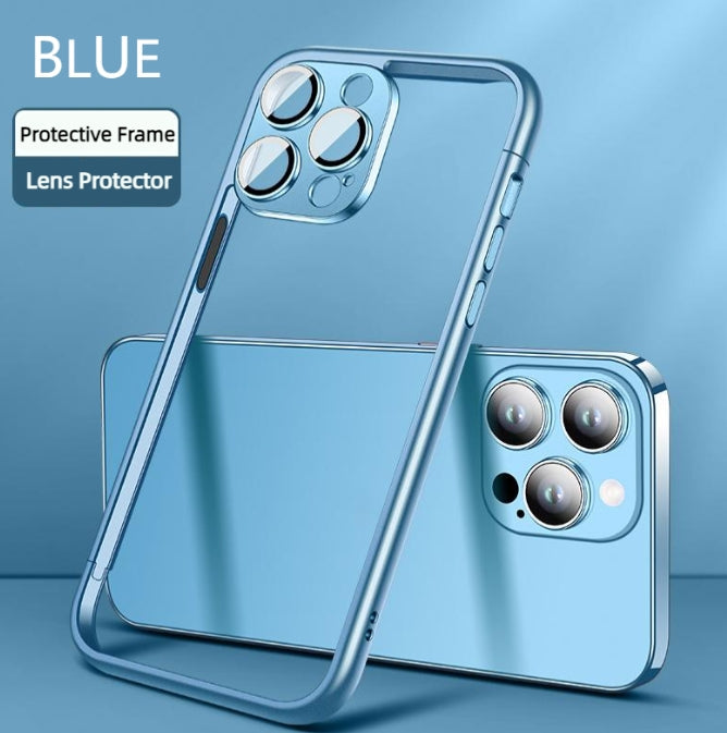 New spliced frame mobile phone case with built-in lens film for iPhone