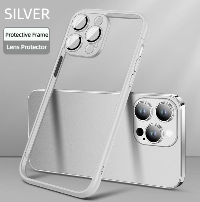 New spliced frame mobile phone case with built-in lens film for iPhone