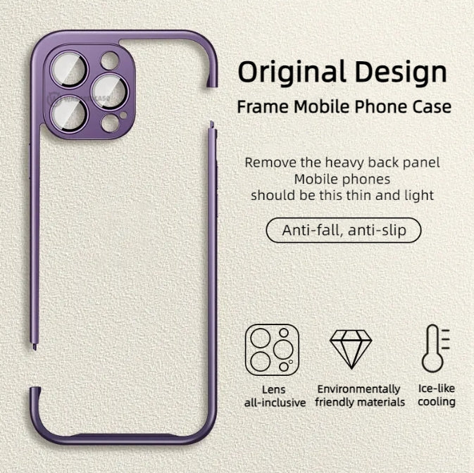 New spliced frame mobile phone case with built-in lens film for iPhone