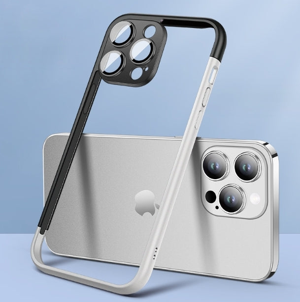 New spliced frame mobile phone case with built-in lens film for iPhone