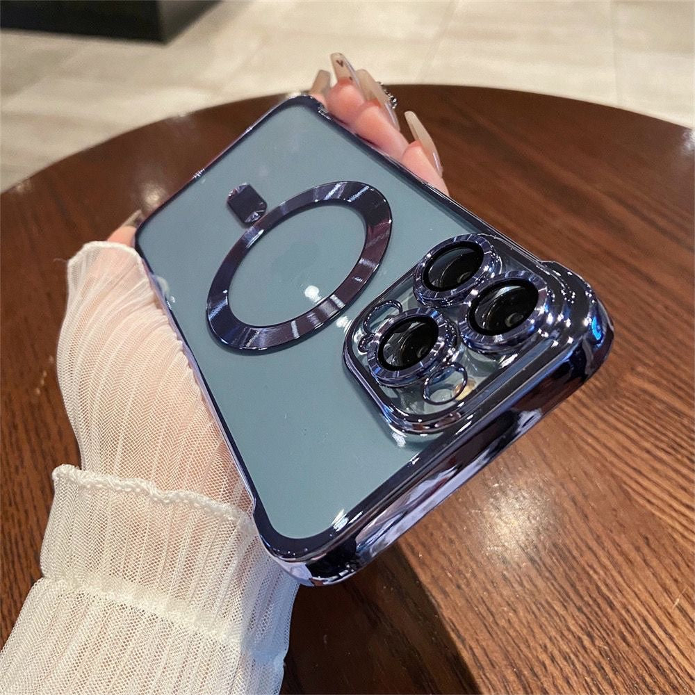 Transparent case without bezel for iphone with magnetic suction cup