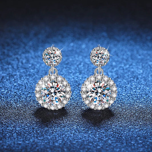 S925 Sterling Silver Moissanite Sunflower Earrings