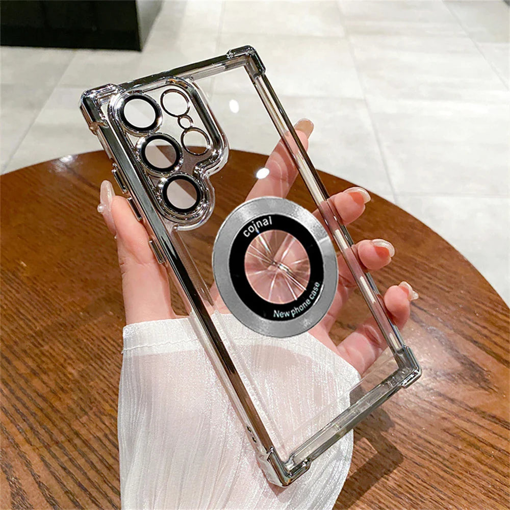 Plating Transparent Shockproof Case For Samsung
