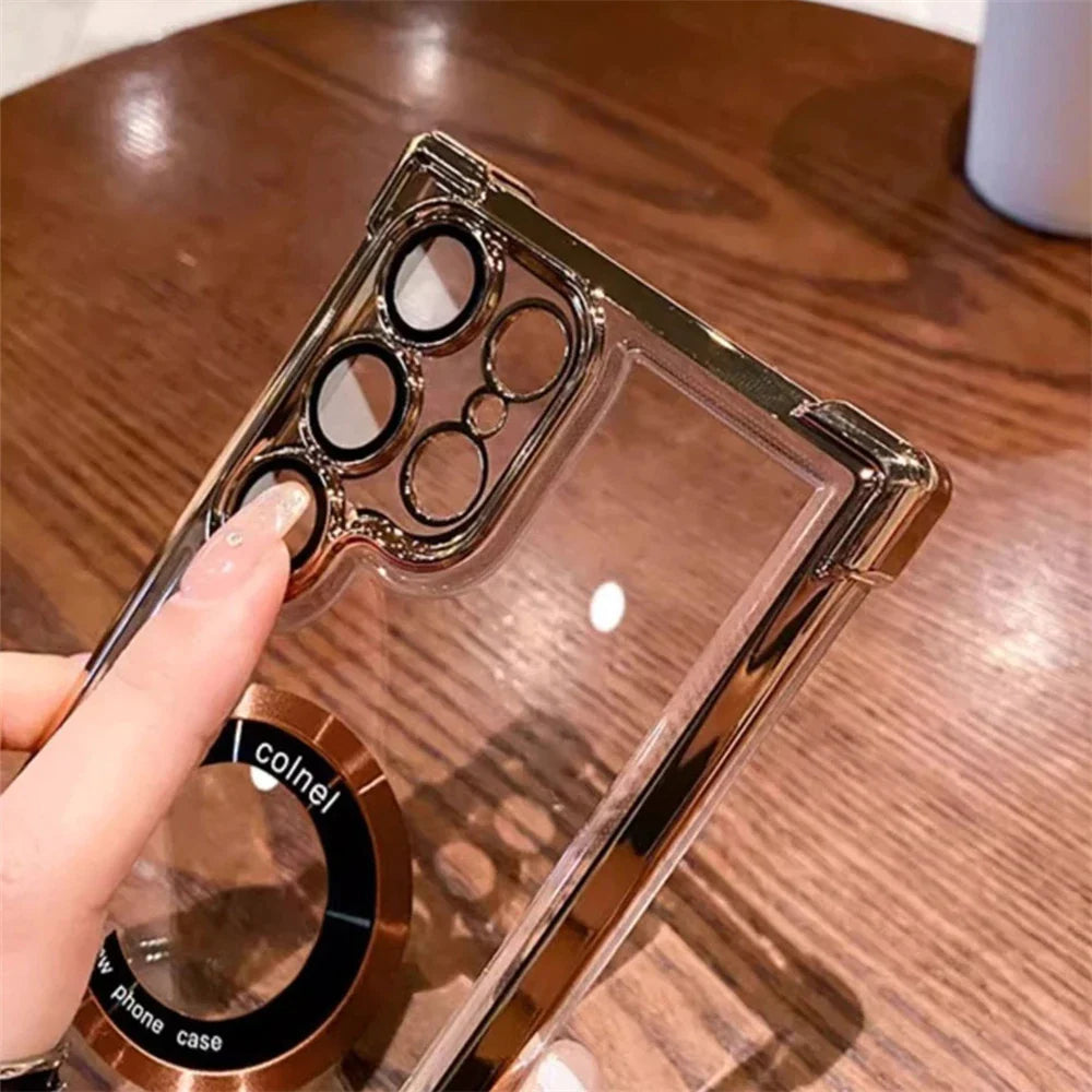 Plating Transparent Shockproof Case For Samsung
