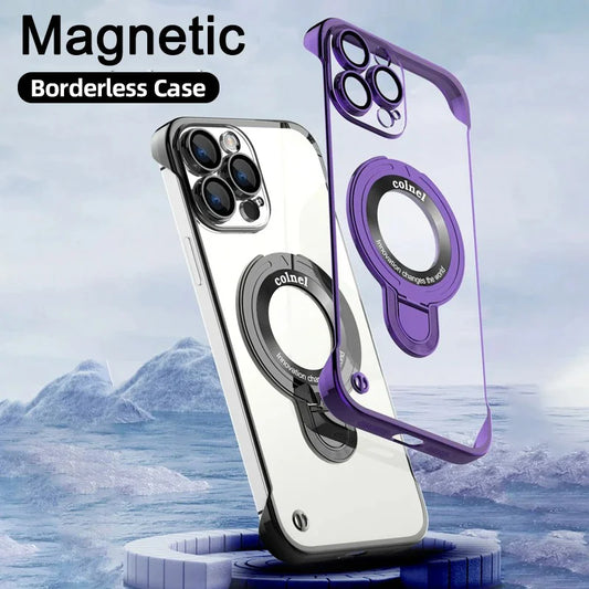 Luxury Logo Hole Ring Holder Magnetic Phone Case