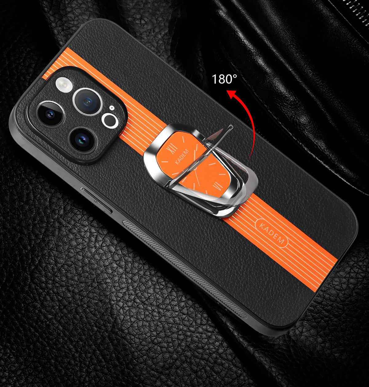 Leather Clock Magsafe Wireless Charging Phone Case With Car magnetic suction And Adjustable Kickstand For IPhone