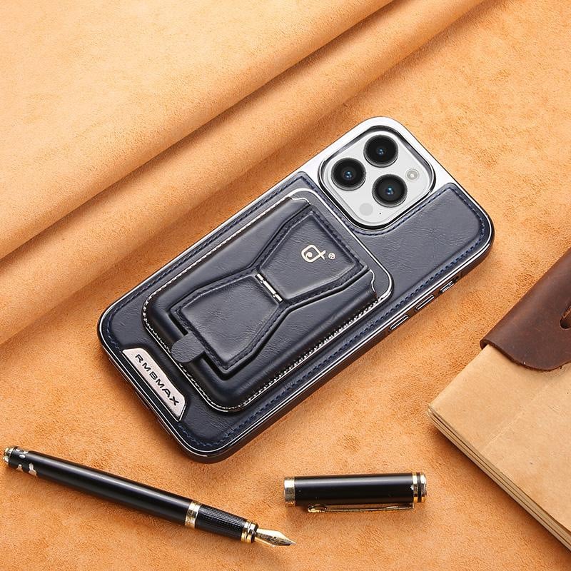 Luxury leather iPhone case with removable magnetic tape