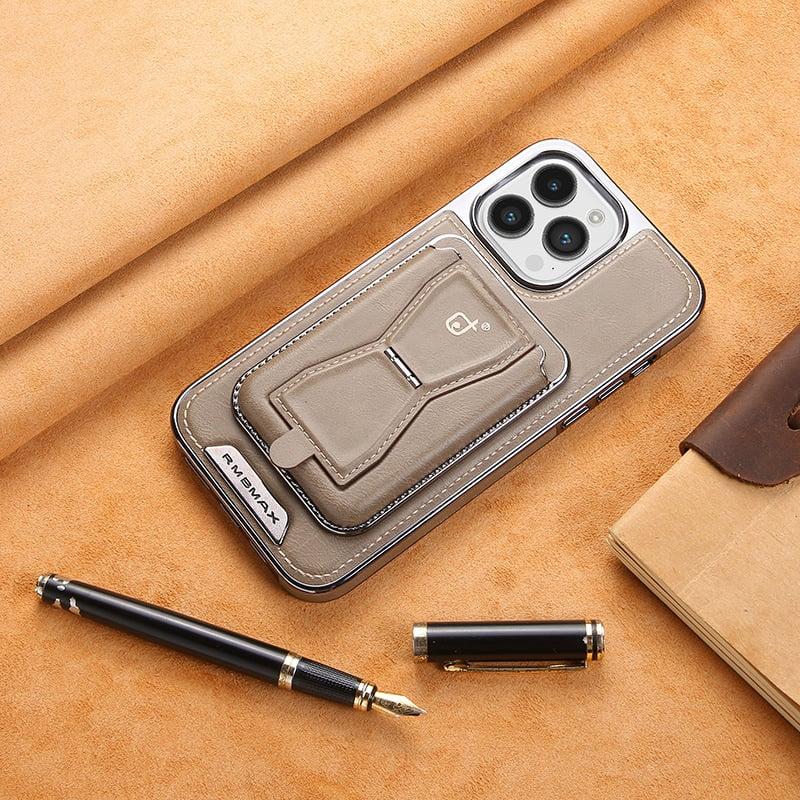 Luxury leather iPhone case with removable magnetic tape