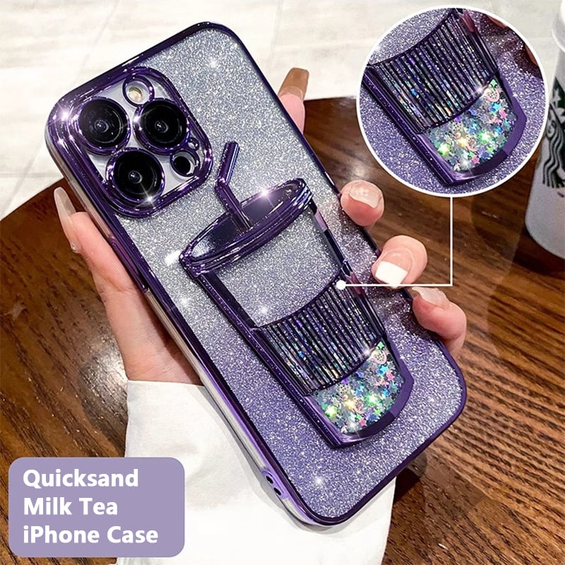 Gradient Glitter Quicksand Milk Tea iPhone Case