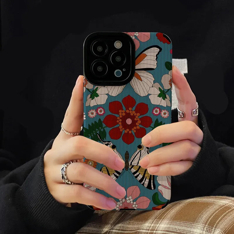 Chic Butterfly Flowers Pattern Case For iPhone