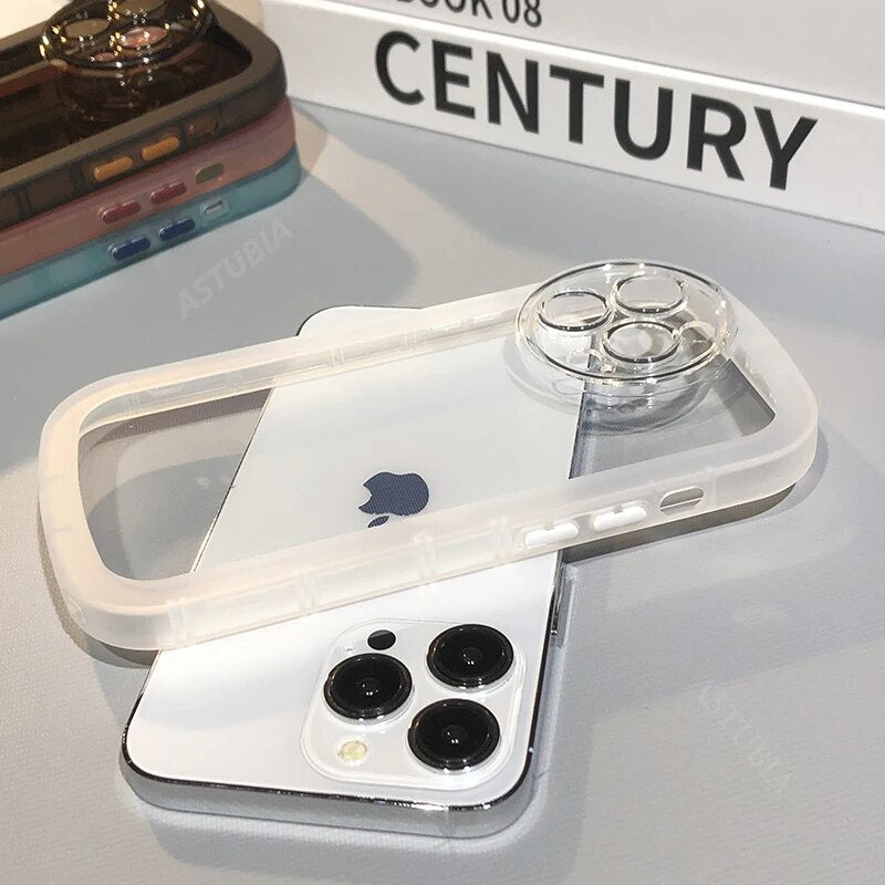 Circle Camera Protection Acrylic Clear Case For iPhone