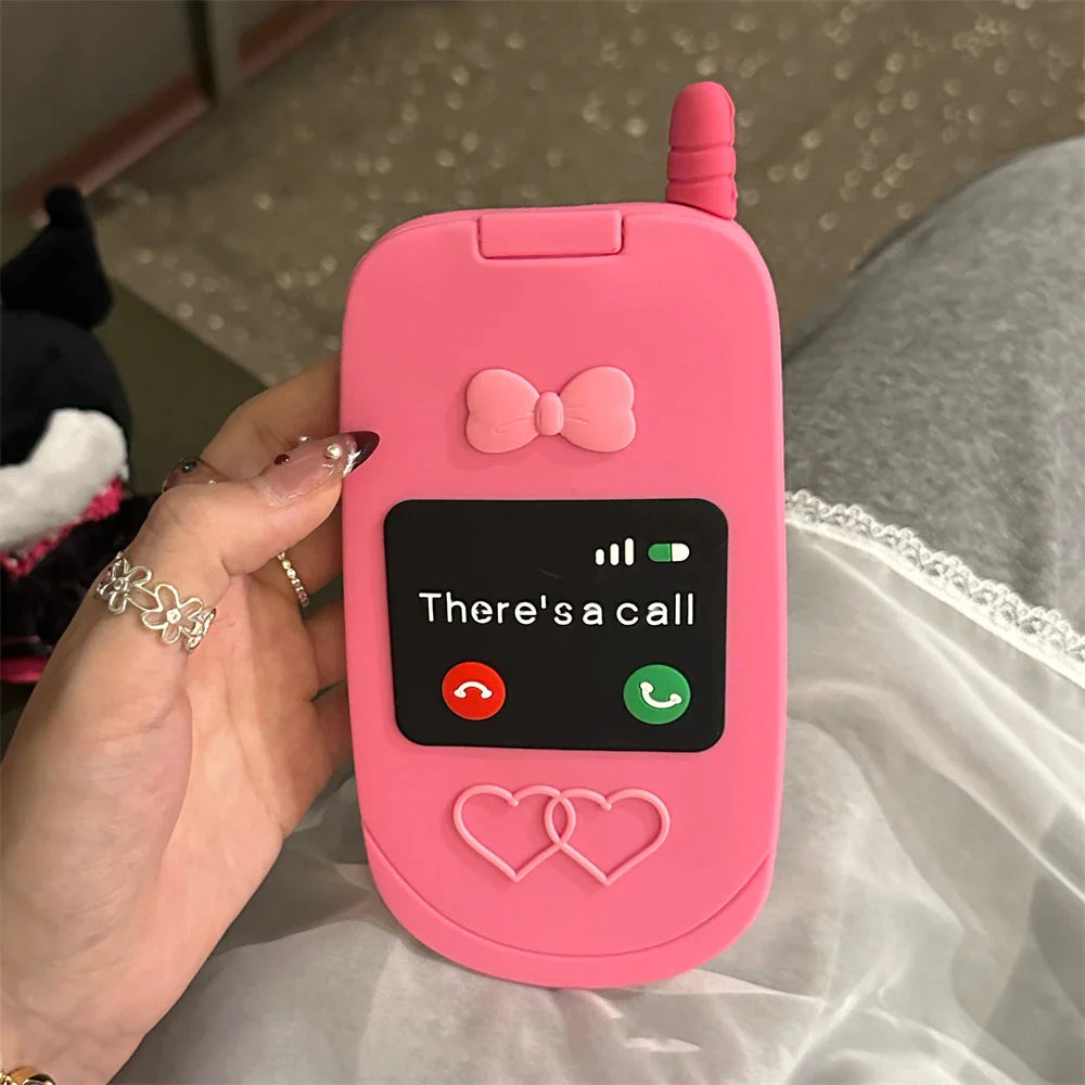 Cute 3D Hot Pink Flip Mirror Case For iPhone