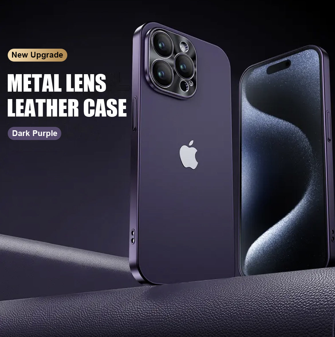 Titanium Lens Coated Plain Leather Phone Case