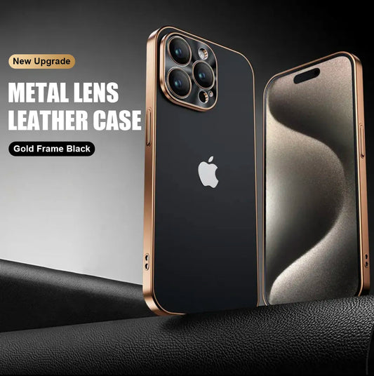 Titanium Lens Coated Plain Leather Phone Case