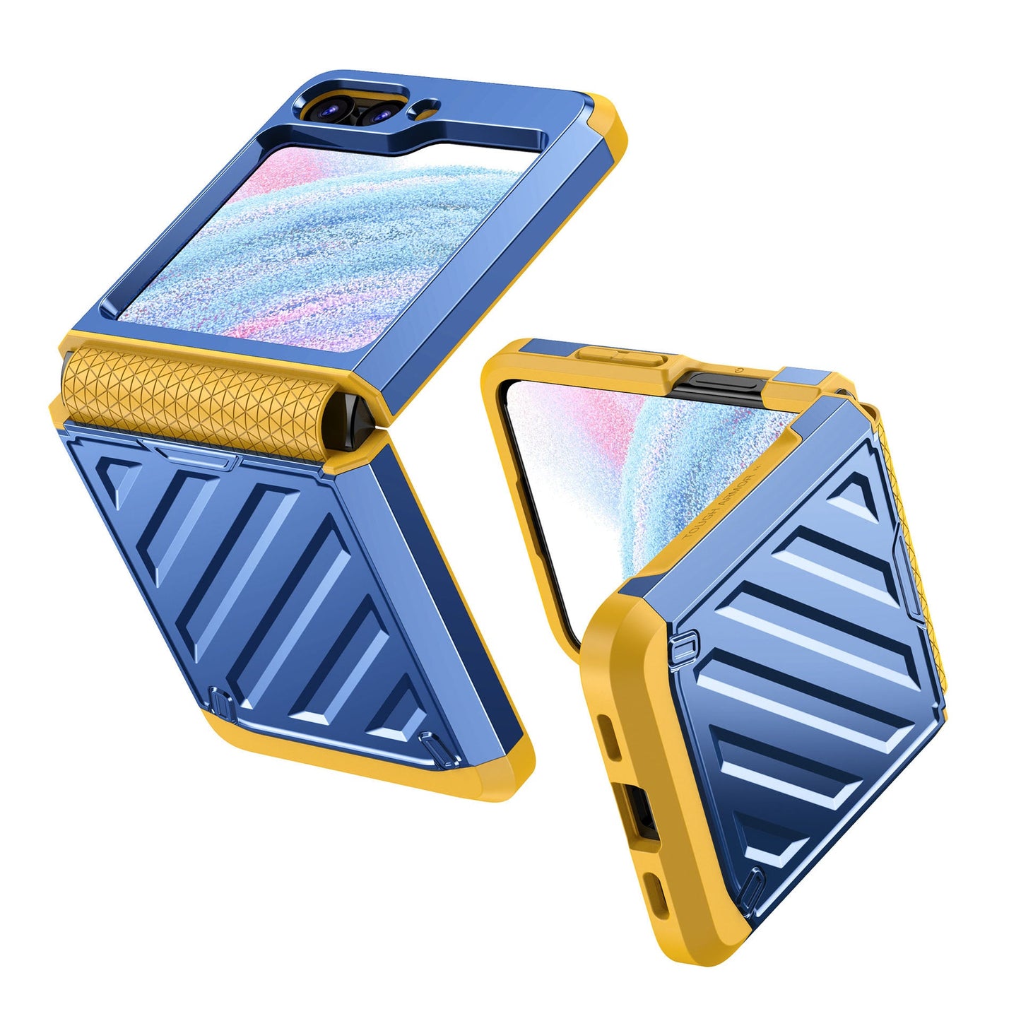 Fashion Armor Hinge integrated Plating Anti-fall Protective Phone Case For Samsung Galaxy Z Flip5 Flip4 Flip3