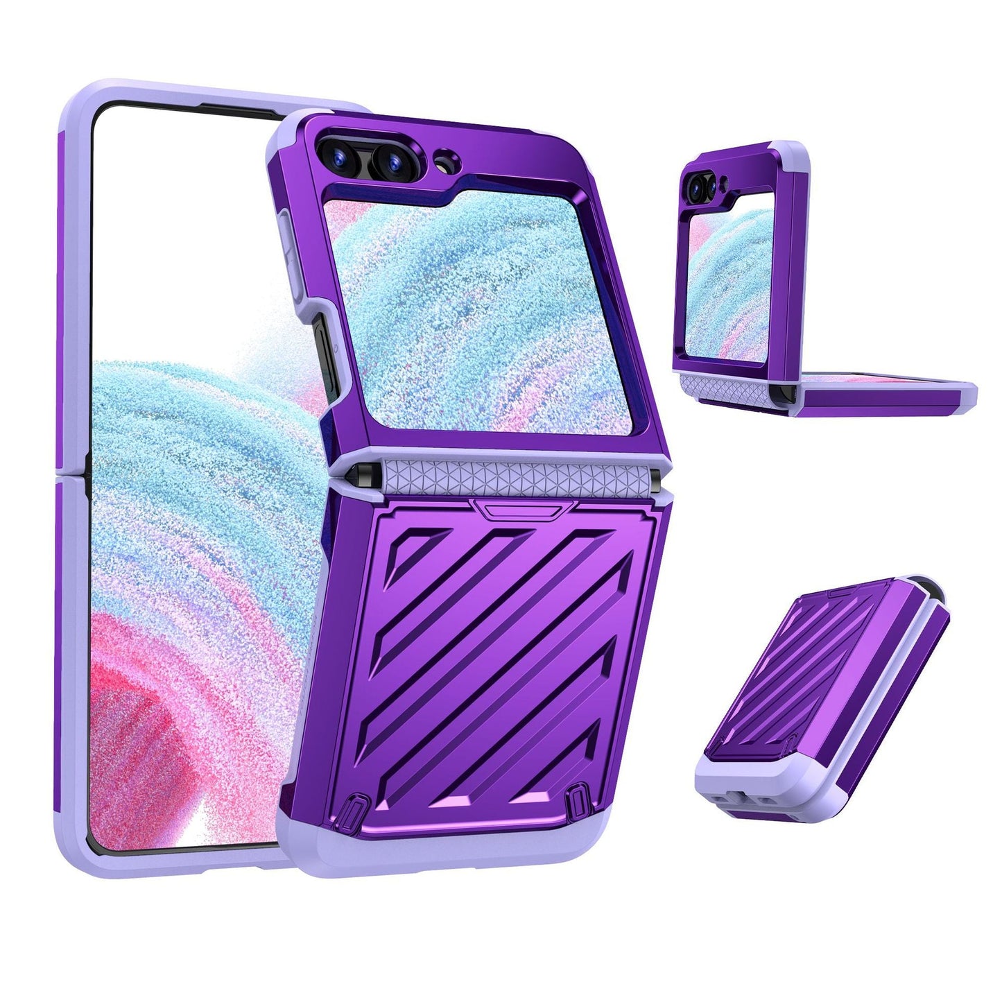 Fashion Armor Hinge integrated Plating Anti-fall Protective Phone Case For Samsung Galaxy Z Flip5 Flip4 Flip3