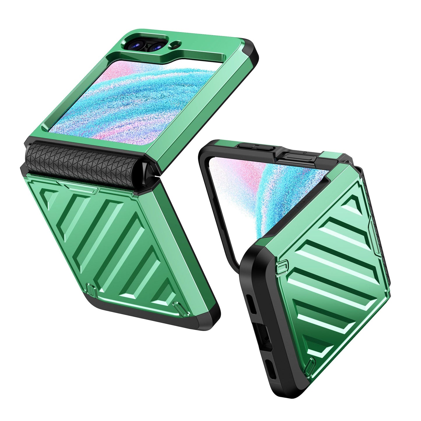 Fashion Armor Hinge integrated Plating Anti-fall Protective Phone Case For Samsung Galaxy Z Flip5 Flip4 Flip3